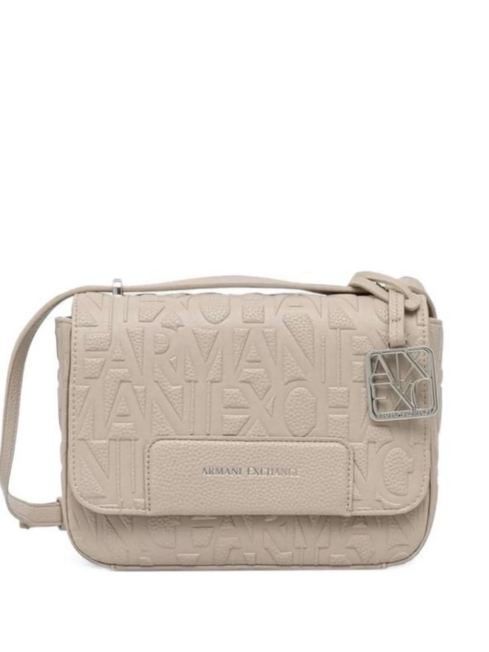 Armani Exchange Neutral Embossed Logo Crossbody Bag